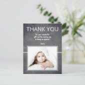 モダン誕生日ありがとうフォトカー子供へド ポストカード (スタンド正面)