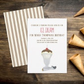 モダン誕生日アイスクリームミニマルシンプルリスト 招待状
