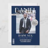 モダン誕生日カスタムマガジンカバー サンキューカード (正面)