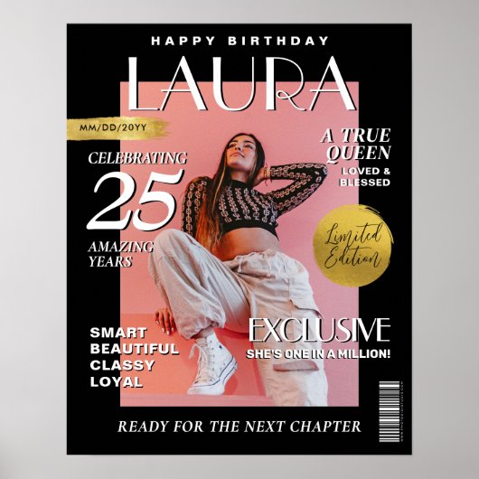モダン誕生日カスタムマガジンカバー、ポートレート ポスター (正面)