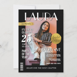 モダン誕生日カスタムマガジンカバー、ポートレート 招待状