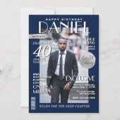 モダン誕生日カスタムマガジンカバー、ポートレート 招待状 (正面)