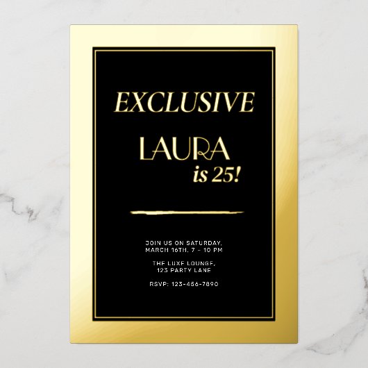 モダン誕生日カスタムマガジンカバー、ポートレート 箔招待状 (正面)