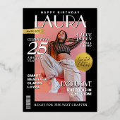 モダン誕生日カスタムマガジンカバー、ポートレート 箔招待状 (裏面)