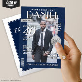 モダン誕生日カスタムマガジンカバー、ポートレート 箔招待状