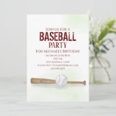 モダン誕生日シンプルウォーター野球可愛い 招待状 (スタンド正面)