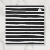 モダン誕生日ストライプ写真サンキューブラック フェイバータグ (裏面)