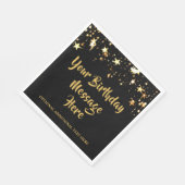 モダン誕生日ブラック金ゴールド星パーソナライズされた スタンダードランチョンナプキン (角)