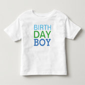 モダン誕生日ボーイネイビーブルー名年齢番号 トドラーTシャツ (正面)