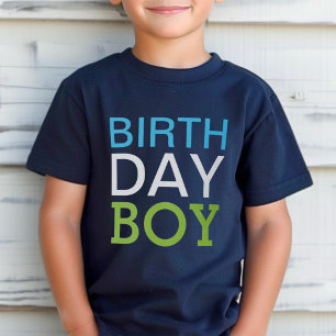 モダン誕生日ボーイブルーグリーン名年齢番号 Tシャツ
