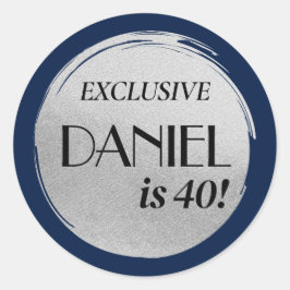 モダン誕生日マガジンカバーブルーシルバー ラウンドシール