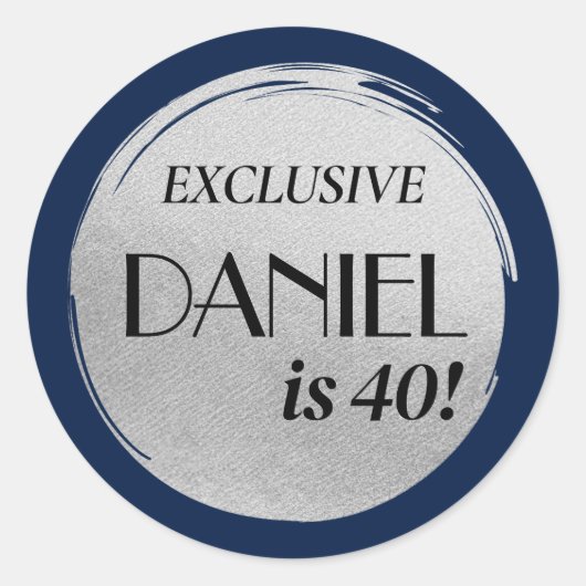 モダン誕生日マガジンカバーブルーシルバー ラウンドシール (正面)