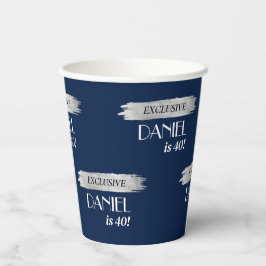 モダン誕生日マガジンカバーブルーシルバー 紙コップ