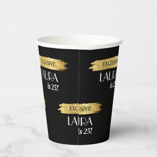 モダン誕生日マガジンカバー黒金ゴールド 紙コップ (右)