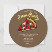 モダン誕生日ラウンドピザパーティの招待状 招待状 (裏面)