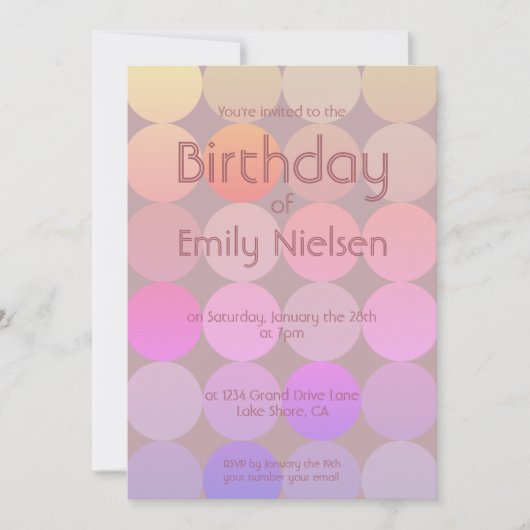 モダン誕生日招待状 招待状 (正面)
