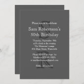 モダン誕生日招待状（灰色） 招待状 (正面/裏面)