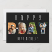 モダン誕生日4フォトコラージュパーソナライズされたカード (正面)