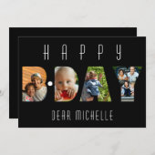 モダン誕生日4フォトコラージュパーソナライズされたカード (正面/裏面)