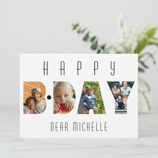 モダン誕生日4フォトコラージュパーソナライズされたCad (スタンド正面)