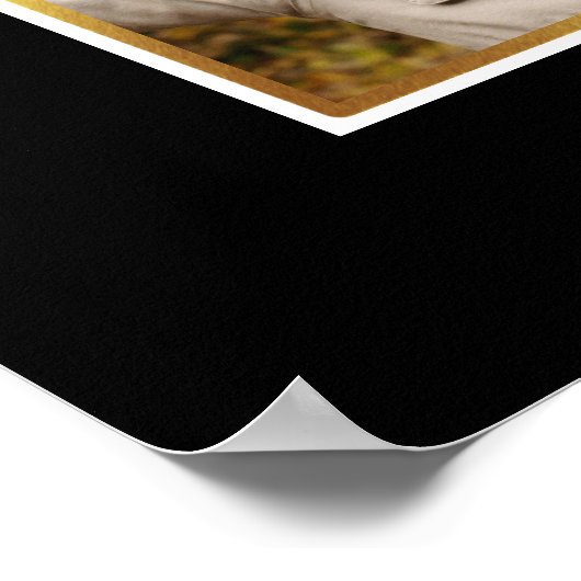 モダン誕生日ANY年齢写真金ゴールド星黒 ポスター (角)