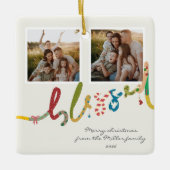 モダン賛美クリスマスの木の写真ホリデー セラミックオーナメント (正面)