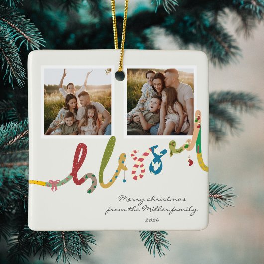 モダン賛美クリスマスの木の写真ホリデー セラミックオーナメント