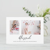 モダン賛美2枚の写真スクリプトクリスマス シーズンカード (スタンド正面)