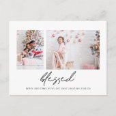 モダン賛美2枚の写真スクリプトクリスマス ポストカード (正面)