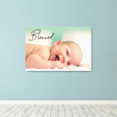 モダン賛美Scriptベビー写真 キャンバスプリント (インサイチュ (ウッドフロア))