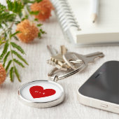 モダン赤いハートシンプル文字カスタム銀金属 キーホルダー (側面)