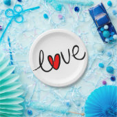 モダン赤いハートタイポグラフィラヴ結婚ズ ペーパープレート (パーティー)