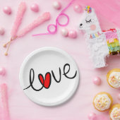 モダン赤いハートタイポグラフィラヴ結婚ズ ペーパープレート (パーティー)