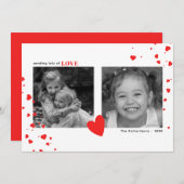 モダン赤いハートバレンタインデーカスタムの写真 シーズンカード (正面/裏面)