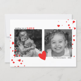 モダン赤いハートバレンタインデーカスタムの写真 シーズンカード