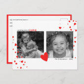 モダン赤いハートバレンタインデーカスタムの写真 シーズンポストカード (正面/裏面)