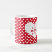 モダン赤いハートパタ最高のーン母 コーヒーマグカップ (正面左)
