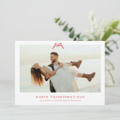 モダン赤いハートボウハッピーバレンタインデー写真 シーズンカード (スタンド正面)