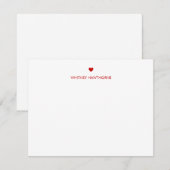 モダン赤いハート文房具ラブシンプルミニマル ノートカード (正面/裏面)