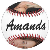 モダン赤いハート2フォトコラージュ ソフトボール (裏面)