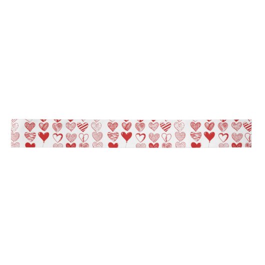 モダン赤いハート サテンリボン (正面)