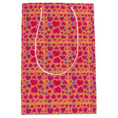 モダン赤いハート ミディアムペーパーバッグ (正面)