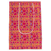 モダン赤いハート ミディアムペーパーバッグ (裏面)