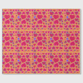 モダン赤いハート ラッピングペーパー (フラット)