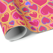 モダン赤いハート ラッピングペーパー (ロールコーナー)