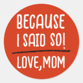 モダン赤と白おもしろいことわざタイポグラフィ ラウンドシール (正面)