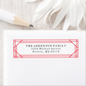 モダン赤と白アールデコ |休日 ラベル (インサイチュ)