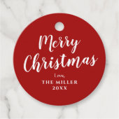 モダン赤と白クリスマス フェイバータグ (正面)
