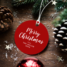 モダン赤と白クリスマス フェイバータグ