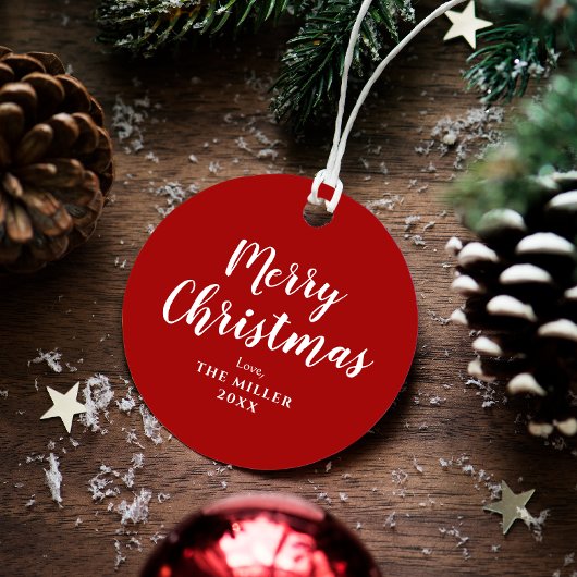 モダン赤と白クリスマス フェイバータグ